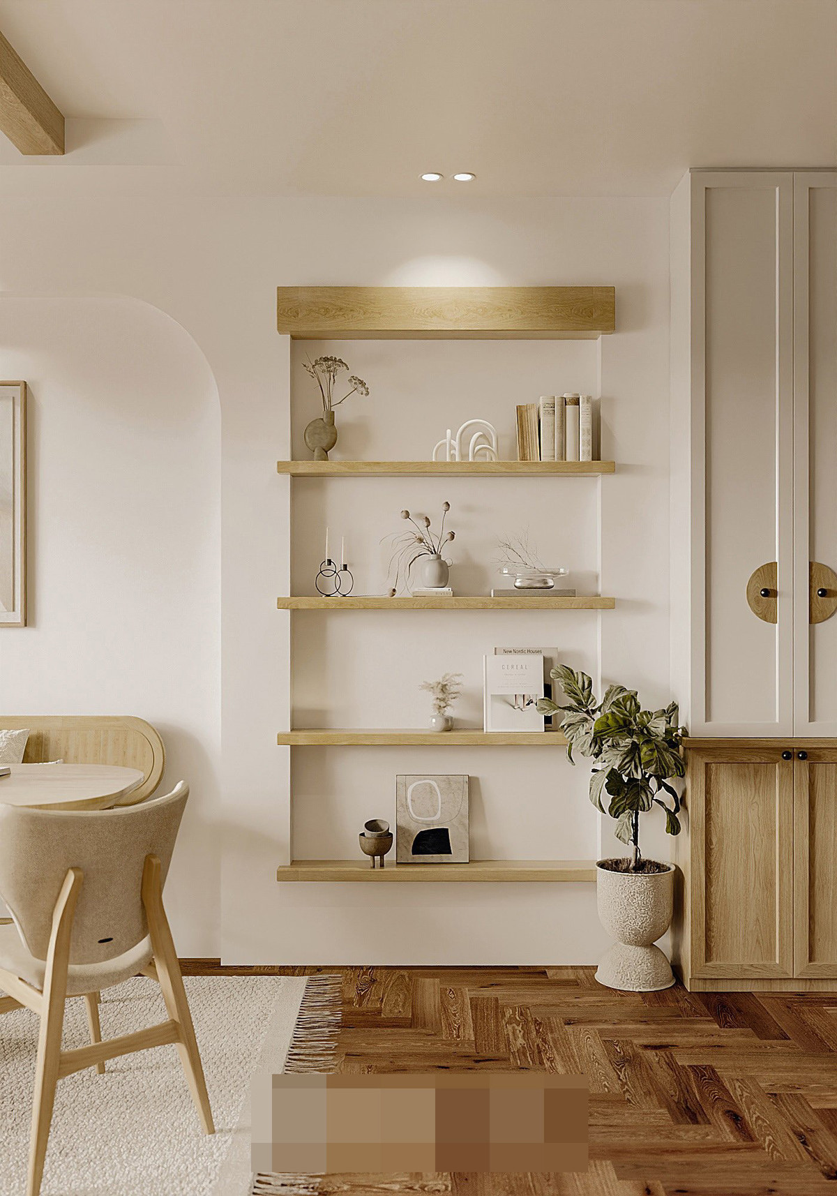 Can ho phong cach Japandi mau vang go day xao xuyen-Hinh-2