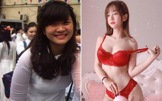 Nếu như hiện tại cô nàng là 1 hotgirl mặt xinh, dáng nóng bỏng nhất nhì làng Tiktok Việt thì loạt ảnh quá khứ lại cho thấy cô có làn da ngăm đen, gương mặt bầu bĩnh, vóc dáng mũm mĩm.