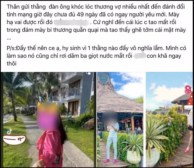 Vo con mat chua duoc 49 ngay, chong cong khai tinh tu nguoi moi