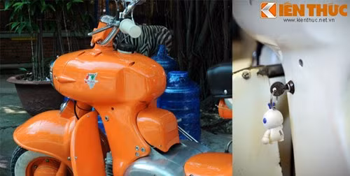 Có một số phiên bản Rumi Formichino có phần khởi động bằng điện giống như xe hơi. Đây được coi là một điều thú và là bước tiên phong về công nghệ trong thời kỳ đó của hãng Rumi. Ảnh: Công tắc khởi độngnhỏ gọn của Rumi Formichino.