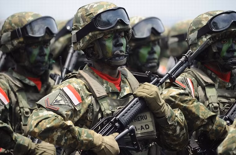 Quân đội Indonesia được trang bị dàn vũ khí hiện đại thuộc hàng bậc nhất khu vực. Ngoài ra, nước này còn tự chủ được sản xuất không ít các loại vũ khí gồm có súng, pháo, xe thiết giáp, máy bay, tàu chiến. Có thể nói, công nghiệp quốc phòng Indonesia đứng đầu khu vực cùng Singapore.