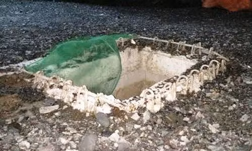 Hố kỹ thuật nơi nạn nhân Cường bị lọt xuống...