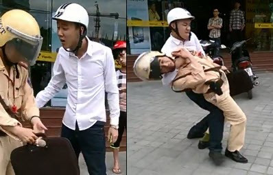 Nam thanh niên này được nhiều người cho là "con ông cháu cha" nên đã cậy thế hung hăng, tấn công CSGT.