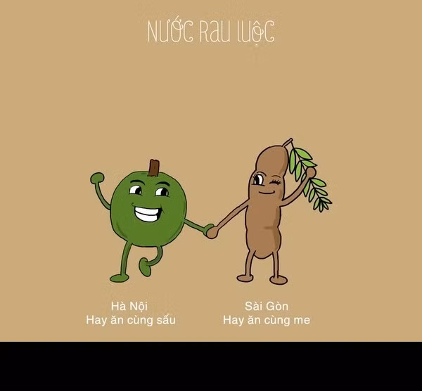 Bát nước rau muống luộc trong mâm cơm mùa hè ở hai thành phố cũng khác biệt. Ở Hà Nội có quả sấu là "hàng độc" hiếm có, ở Sài Gòn không có sấu chỉ có me nấu mềm dằm canh.