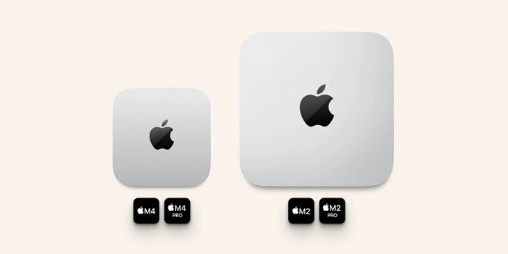 Mac mini M4 nhỏ gọn hơn phân nửa so với phiên bản trước.