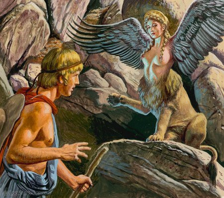 Truyền thuyết về nhân sư có nguồn gốc từ thần thoại Ai Cập cổ đại có niên đại khoảng 4.000 năm và thường là giám hộ của một thành phố, thách thức người qua đường bằng những câu đố thông minh tuyệt đỉnh.