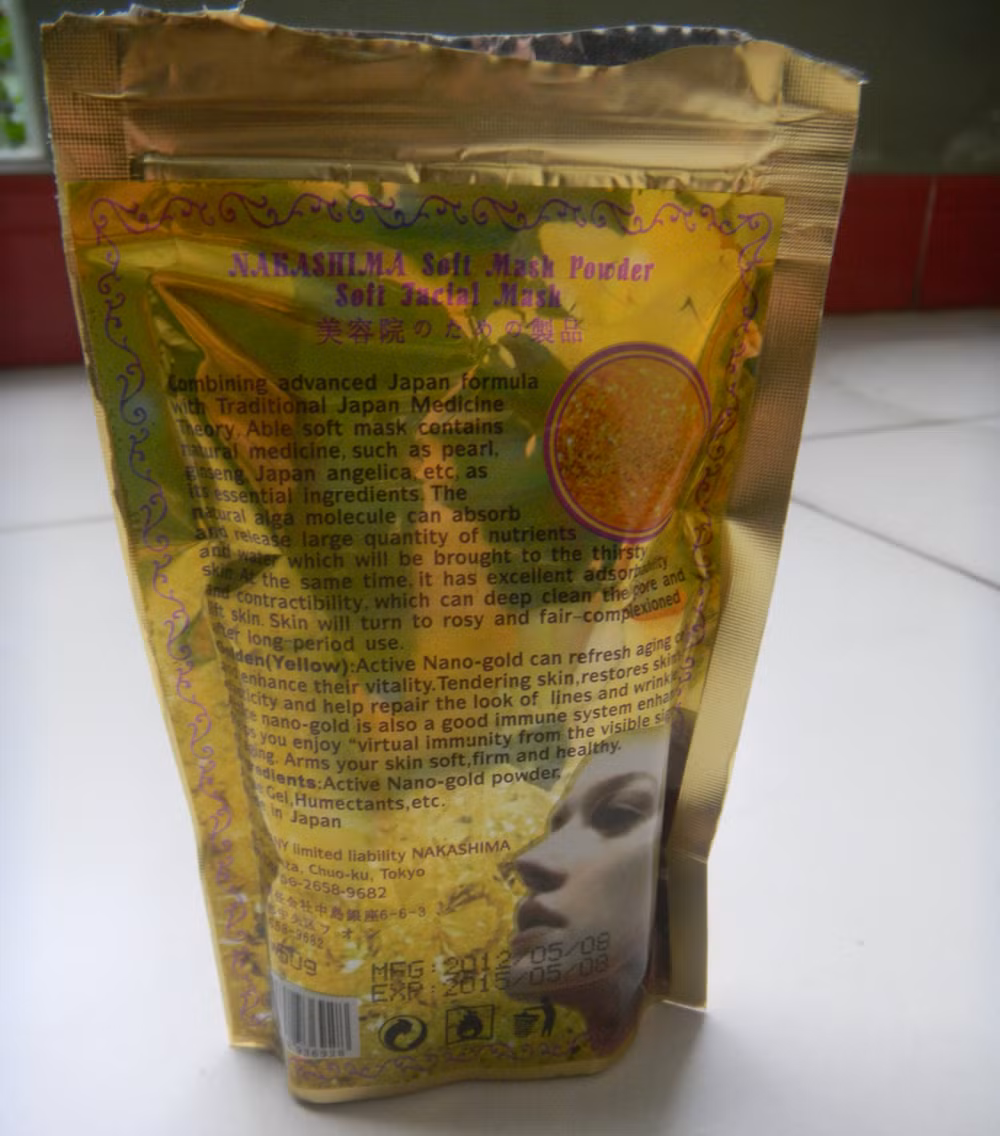 Mẫu bột mặt nạ được giới thiệu tinh chất nano vàng trên thị trường, sản phẩm hiệu Nakashima.