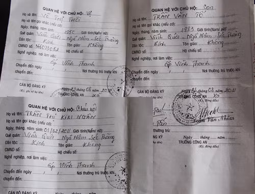 Cuốn sổ hộ khẩu chứng minh anh Tố là cha đẻ bé Ngân.