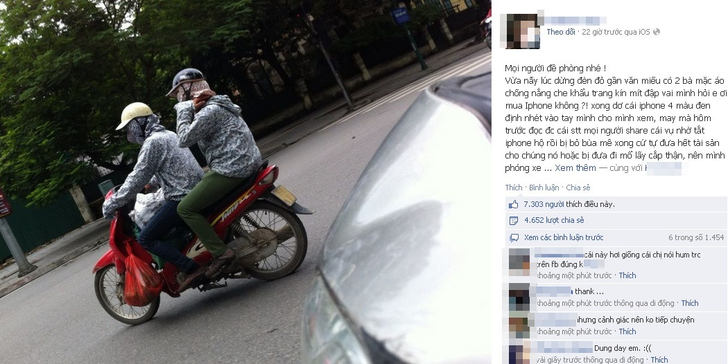 Đoạn cảnh báo được nickname Andrew Bao đăng tải hôm qua, trong trang Facebook của mình. Đoạn cảnh báo được nickname Andrew Bao đăng tải hôm qua, trong trang Facebook của mình.