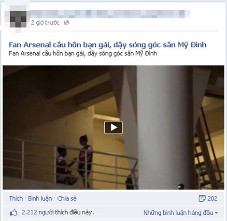 Clip xuất hiện ngày hôm nay trên một Fanpage của Facebook