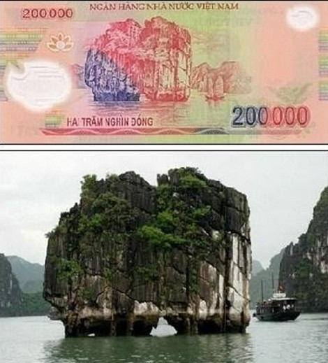 Tờ hai trăm nghìn đồng là Vịnh Hạ Long, Quảng Ninh