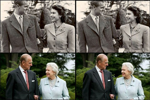 Tình yêu vượt thời gian của Nữ hoàng Elizabeth II và Hoàng thân Philip (Anh). Hai người yêu nhau từ cái nhìn đầu tiên khi gặp nhau năm 13 tuổi, 8 năm sau kết hôn và cuộc hôn nhân của họ đã kéo dài 66 năm.