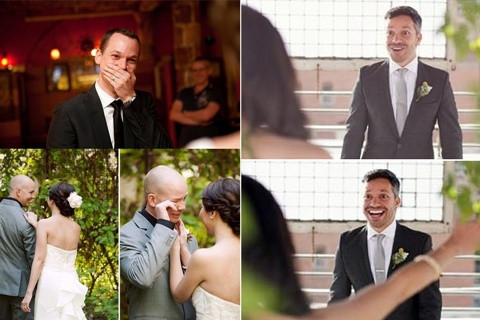 Niềm hạnh phúc của các chú rể khi lần đầu tiên thấy người bạn đời của mình mặc váy cưới