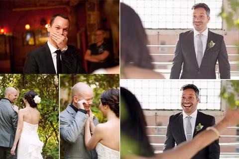 Niềm hạnh phúc của các chú rể khi lần đầu tiên thấy người bạn đời của mình mặc váy cưới