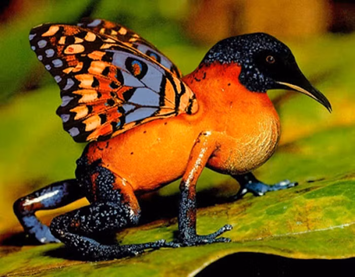 Ếch đầu chim, cánh bướm.