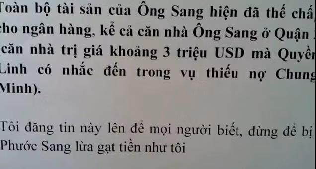 Nội dung đoạn clip "tố Lưu Phước Sang thiếu nợ không trả" được đang trên mạng của chị Lan