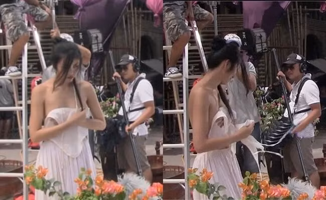 Tăng Thanh Hà gặp sự cố trang phục tại phim trường "Mỹ nhân kế".