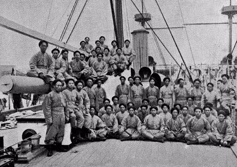 Thủy thủ trên một tàu chiến của Hạm đội Bắc Dương.