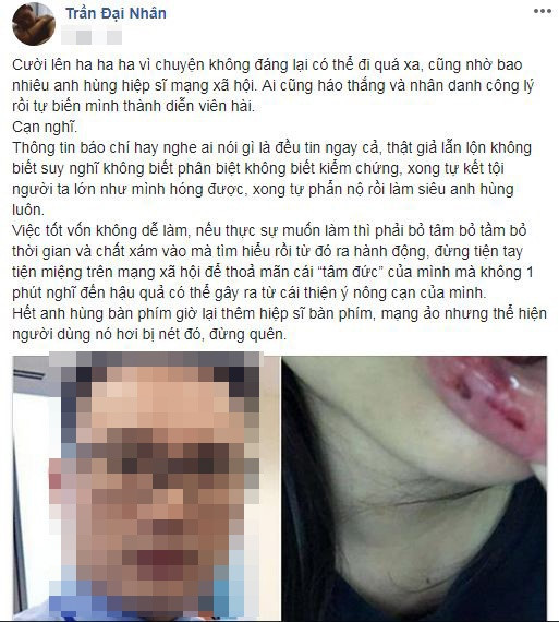 Đại Nhân bật cười và cho rằng vụ việc của BTV Minh Tiệp bị đẩy đi quá xa là do "anh hùng hiệp sĩ mạng xã hội".