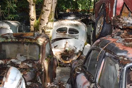 Bãi xe này bắt đầu hình thành sau khi một nhà phân phối xe hơi mua những chiếc xe cũ bởi không lỡ nhìn thấy chúng bị phá hủy. Ông đã lưu giữ toàn bộ chúng trong sân nhà mình cho đến khi nghỉ hưu năm 1970. Sau đó, ngôi nhà được nhượng lại cho con trai ông nhưng anh tiếp tục để nguyên những chiếc xe đó.