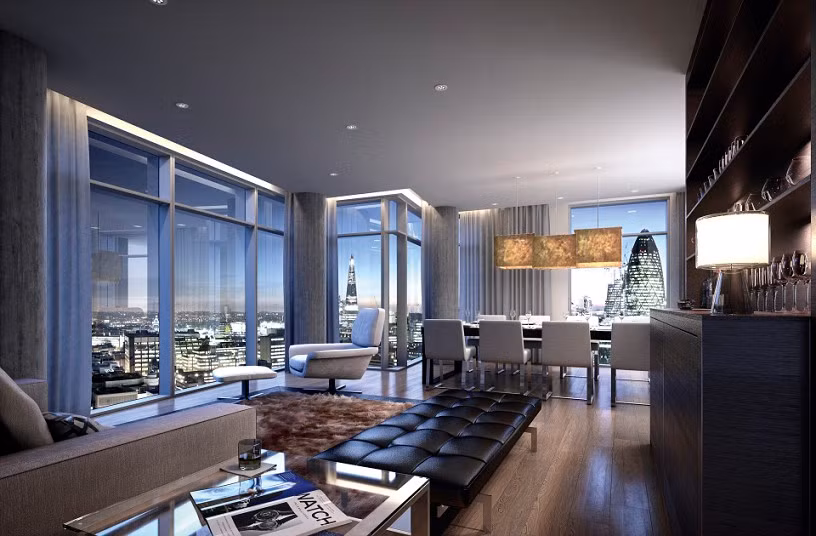 Các căn hộ thuộc tòa tháp One Commercial Street, cao 80 m, với tầm nhìn ra một số địa danh nổi tiếng nhất của thành phố London (Anh) được rao bán với giá 1,1 triệu USD.