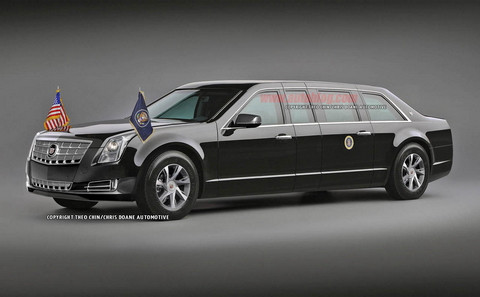 Mô phỏng siêu xe mới cho Tổng thống Mỹ Barrack Obama dựa trên chiếc Cadillac XTS.