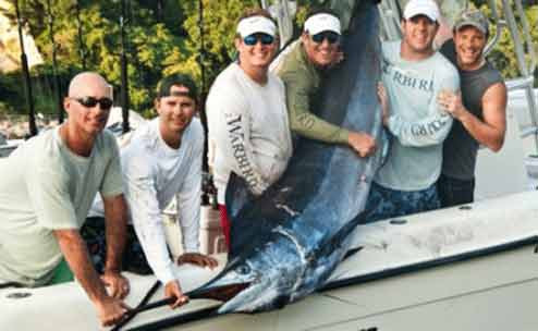 Con cá marlin nặng 159kg đã nhảy lên thuyền khi mọi người trên thuyền đang câu cá ngoài khơi bờ biển Cộng hòa Dominican.