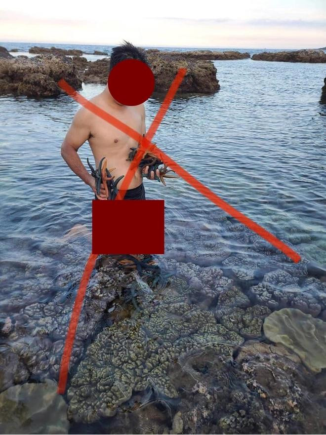 Nguoi dan ong nam len ran san ho, vot sao bien chup anh 