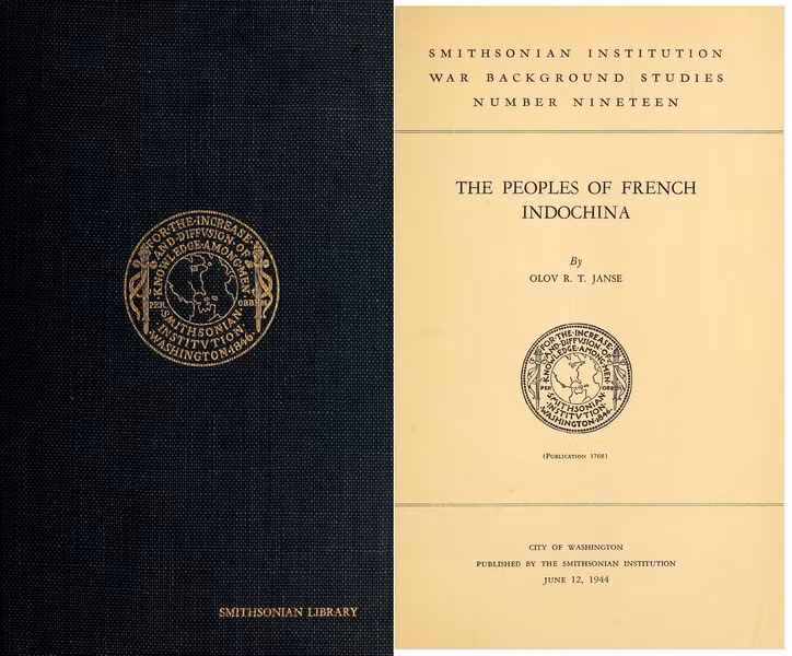"Cư dân ở Đông Dương thuộc Pháp" (The People of French Indochina) xuất bản năm 1944 ở Washington, Mỹ, là một ấn phẩm tập trung nhiều hình ảnh quý giá về Đông Dương trước 1945 do các tác giả người Mỹ thực hiện. Trong ảnh là bìa của ấn phẩm này.