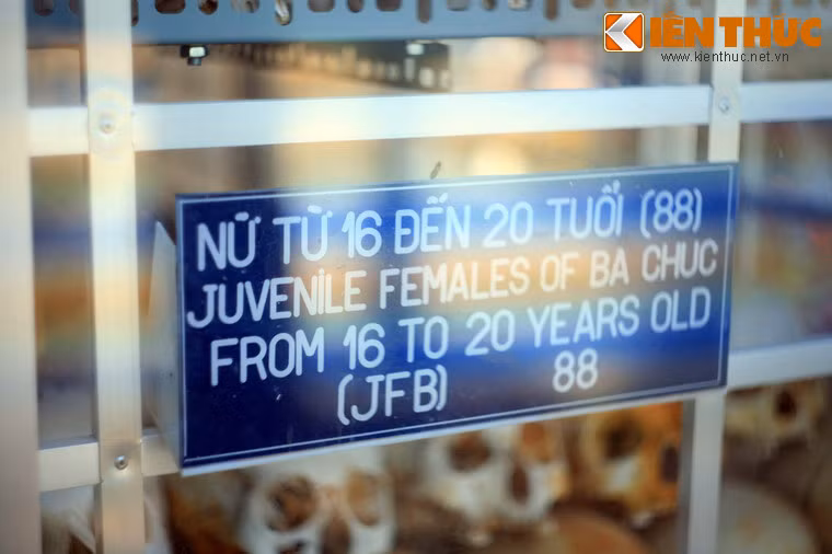 Hài cốt quả các nạn nhân tại nhà mồ được xếp theo lứa tuổi.