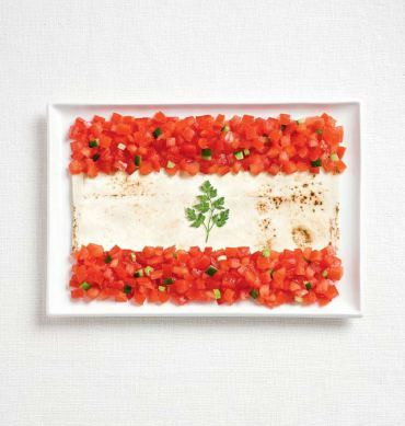 Đây là lá cờ của Li-băng với những món ăn từ rau củ