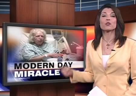 Các bác sĩ gọi trường hợp của bà Val Thomas là điều kỳ diệu trong y học. Họ không thể giải thích tại sao người phụ nữ sống tại bang Tây Virginia (Mỹ) có thể sống lại được sau 17 giờ chết não. Bà Thomas trải qua 2 cơn đau tim và não không hoạt động. Bà Thomas được lắp máy trợ thở, các bác sĩ cho hay người bà bắt đầu cứng đờ. Sau đó, tim và não bà ngừng đập, các bác sĩ chẩn đoán bà đã không qua khỏi. Tuy nhiên, sau 10 phút, bà bất thần bật dậy và cất tiếng nói y như không có chuyện gì xảy ra.