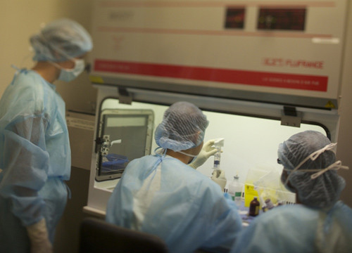 Đội ngũ khoa Dược, Bệnh viện FV đang tiến hành pha chế thuốc cho bệnh nhân.