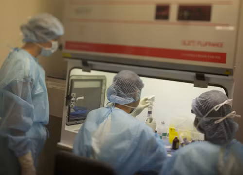 Đội ngũ khoa Dược, Bệnh viện FV đang tiến hành pha chế thuốc cho bệnh nhân.