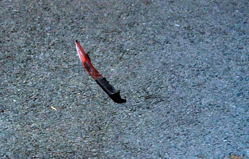 Con dao hung thủ gây án rơi lại hiện trường.