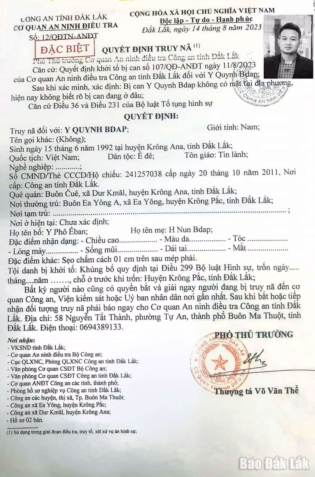 Truy na dac biet 6 bi can lien quan den vu khung bo tai huyen Cu Kuin