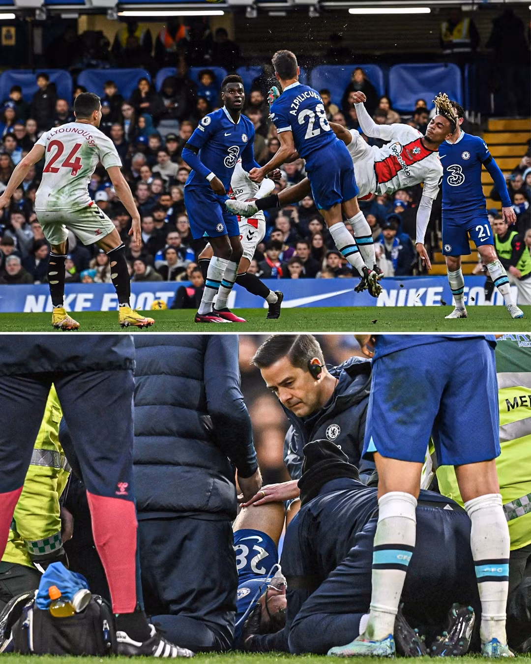 Soc doi truong Chelsea bi da vao dau, bat tinh tren san