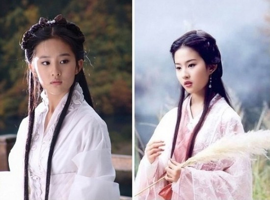 Nhắc đến các mỹ nhân của phim Kim Dung, không thể bỏ qua Lưu Diệc Phi. Cô để lại ấn tượng sâu đậm với fan qua loạt phim "Thiên Long Bát Bộ" vai Vương Ngữ Yên, "Thần Điêu Hiệp Lữ" vai Tiểu Long Nữ.