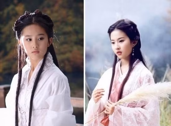 Nhắc đến các mỹ nhân của phim Kim Dung, không thể bỏ qua Lưu Diệc Phi. Cô để lại ấn tượng sâu đậm với fan qua loạt phim "Thiên Long Bát Bộ" vai Vương Ngữ Yên, "Thần Điêu Hiệp Lữ" vai Tiểu Long Nữ.