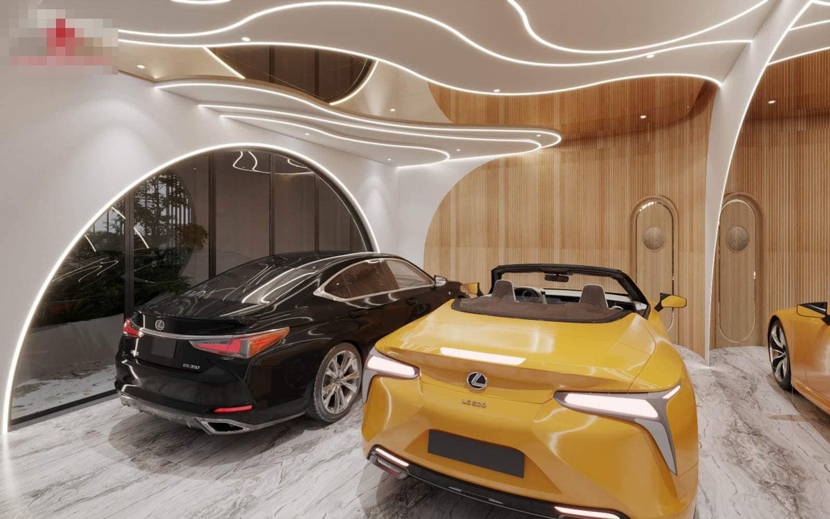 Gara ô tô cũng được thiết kế bắt mắt, sang trọng.