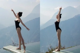 Hoa hậu Giáng My khoe dáng bikini giữa tiết trời lạnh Sa Pa