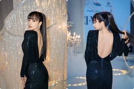 Cựu mẫu Thuý Hạnh khoe trọn tấm lưng trần khi dự sự kiện