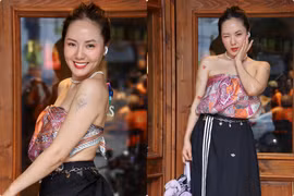 Phương Linh quyến rũ với mốt quấn khăn thành áo