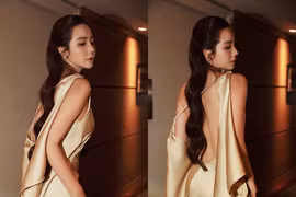 Phan Minh Huyền diện váy lụa, khoe lưng ong nõn nà 