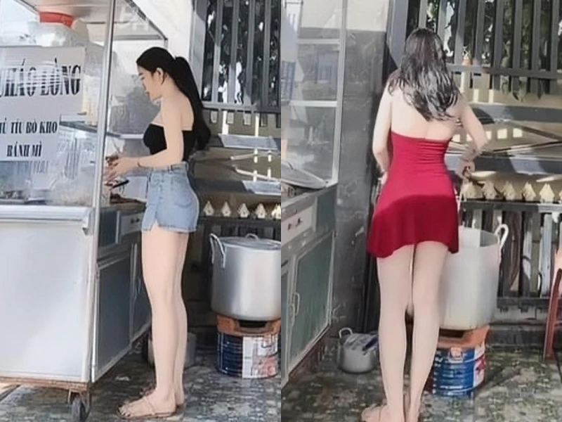Ngắm đường cong “gây nghiện” của "hot girl bán cháo lòng"