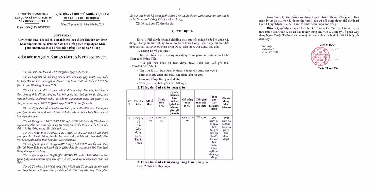 Gallery - Đồng Tháp: Chỉ định Công ty Ngọc Thuận Thiên thi công kè hơn 8,5 tỷ đồng | Báo Tri thức và Cuộc sống - TIN TỨC PHỔ BIẾN KIẾN THỨC 24H