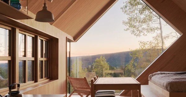 Ngôi nhà gỗ bên sườn đồi bắt trọn khung cảnh thiên nhiên tuyệt đẹp