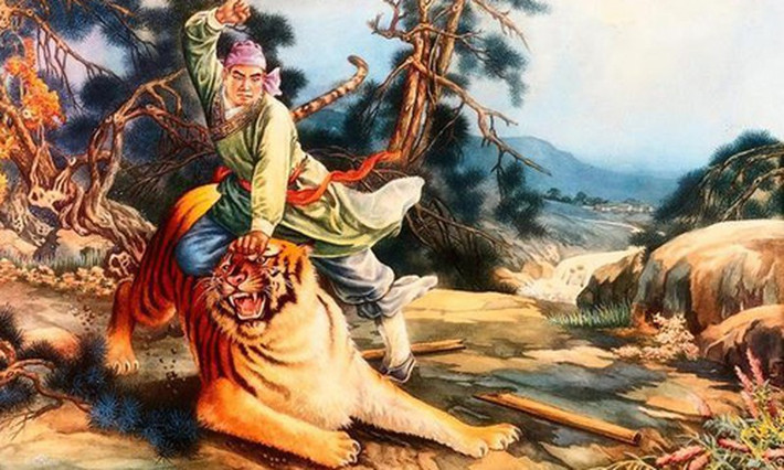 Trong lúc người và vật đáng quần nhau, Trưng Trắc rút một mũi phi tiêu phóng trúng mắt hổ. Thấy con thú khựng lại, Thi Sách đâm liền hai nhát kiếm, giết chết chúa son lâm. Trưng Trắc chạy tới, ngầm rút mũi phi tiêu ra khỏi mắt hổ, kín đáo dành trọn công giết hổ cho chồng.