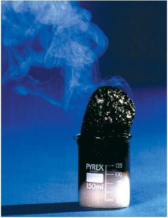 Một hình ảnh đáng sợ khác về phản ứng giữa axit sulfuric với đường.