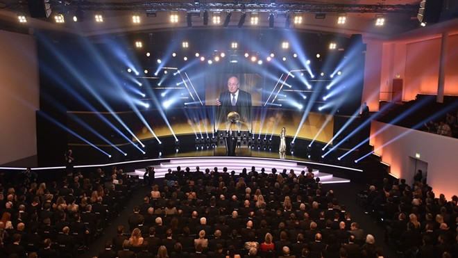 Chủ tịch FIFA phát biểu khai mạc buổi lễ. Ảnh: FIFA.
